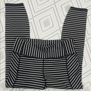 Athleta Black and White Striped Leggings